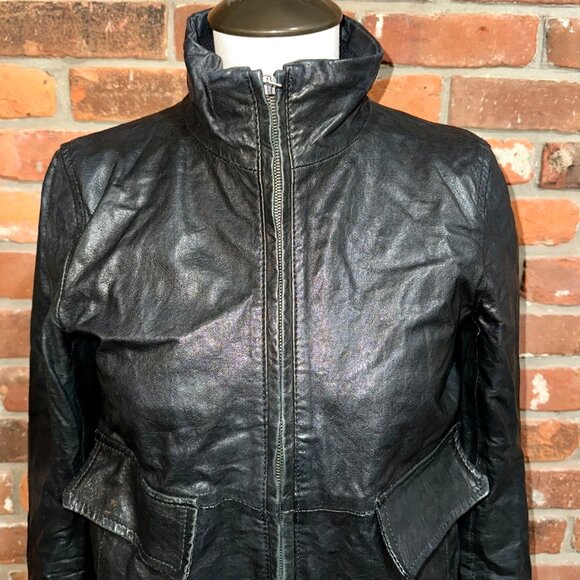 Theory Black Belair Leather Bomber Jacket Size Small - Picture 2 of 9